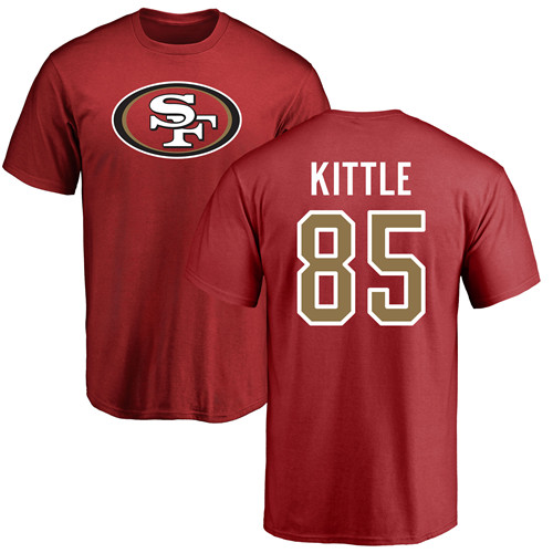 Men San Francisco 49ers Red George Kittle Name and Number Logo #85 NFL T Shirt